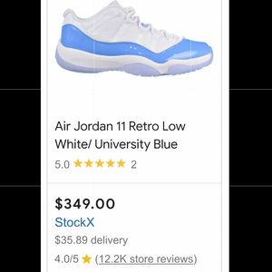 Jordan 11 low UNC blue and white size:4.5 YOUTH / 6 women